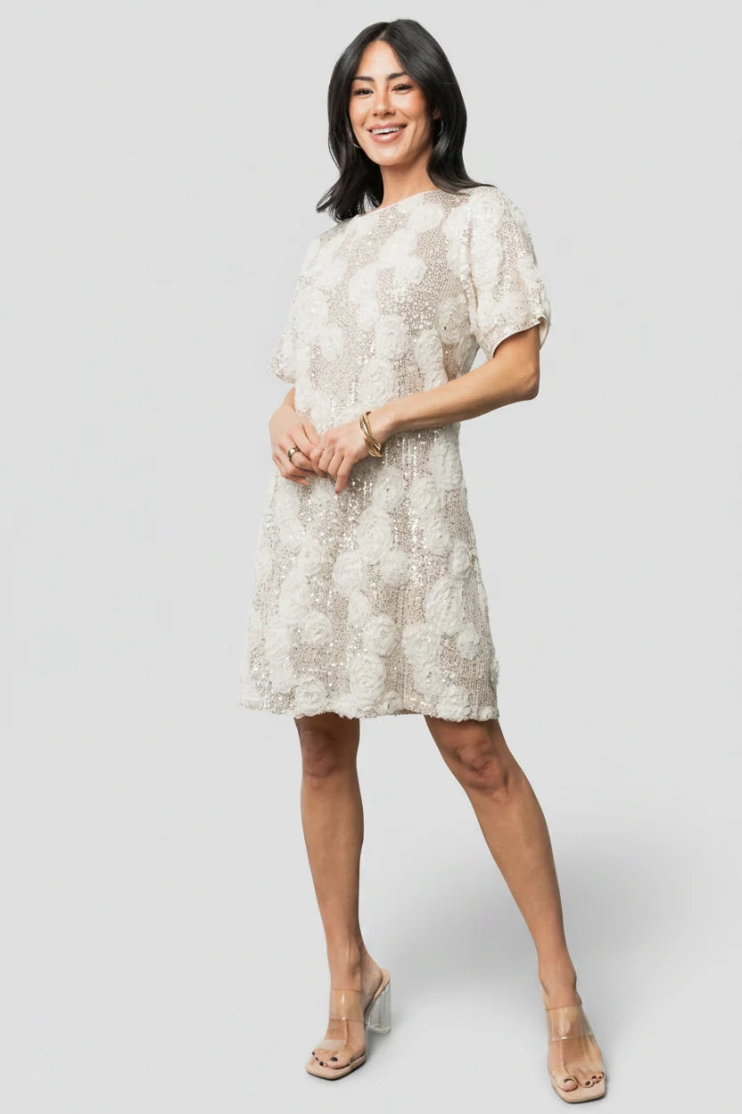 Rhea Sequin Short Dress | Ivory