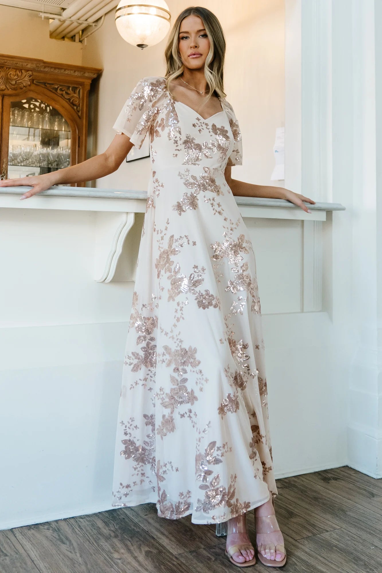 Karina Sequin Maxi Dress | Champagne Secondary image