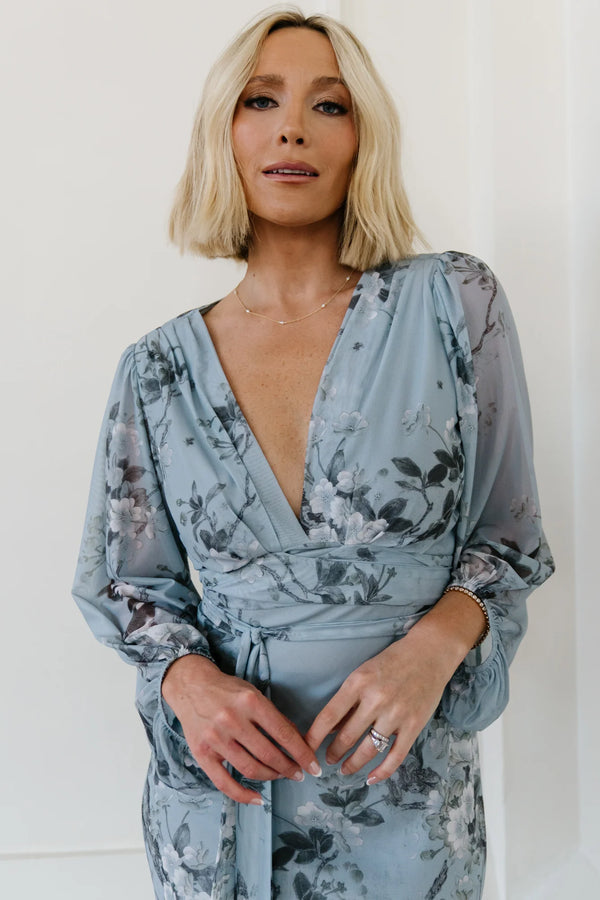 Beckham Maxi Dress | Light Blue Floral