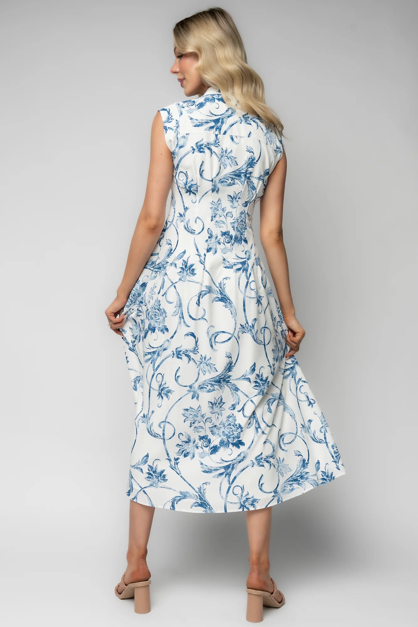 Tobias Midi Dress | Off White + Blue Floral Secondary image