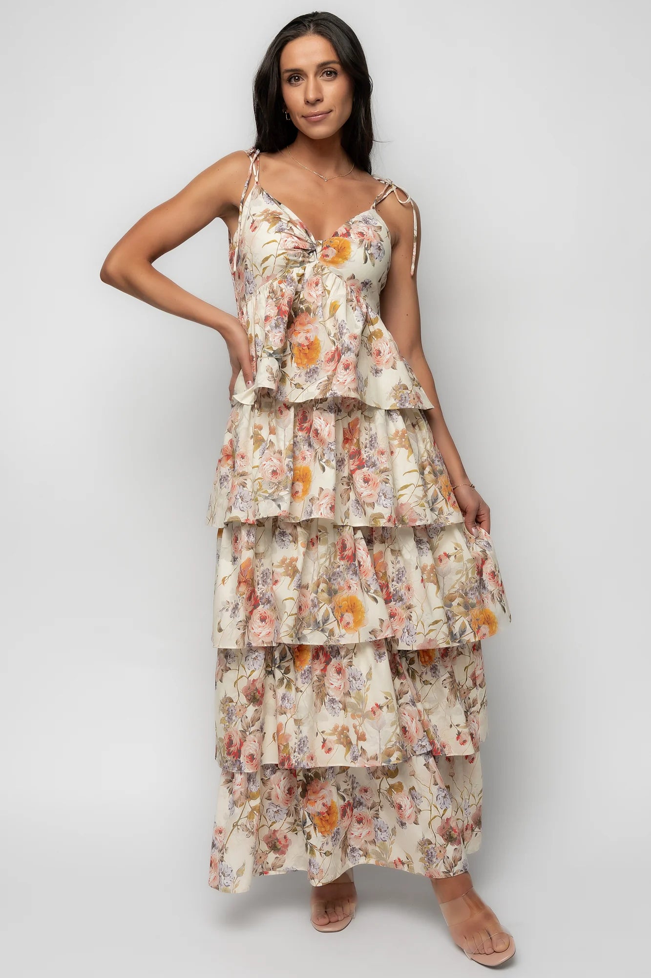 Angelica Tiered Maxi Dress | Multi Floral Secondary image