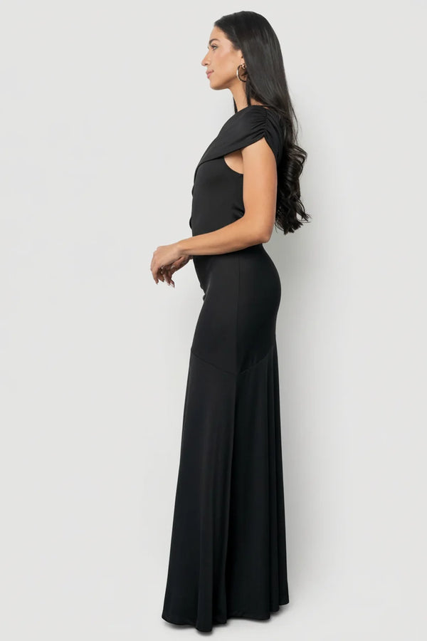 Leon One Shoulder Gown | Black