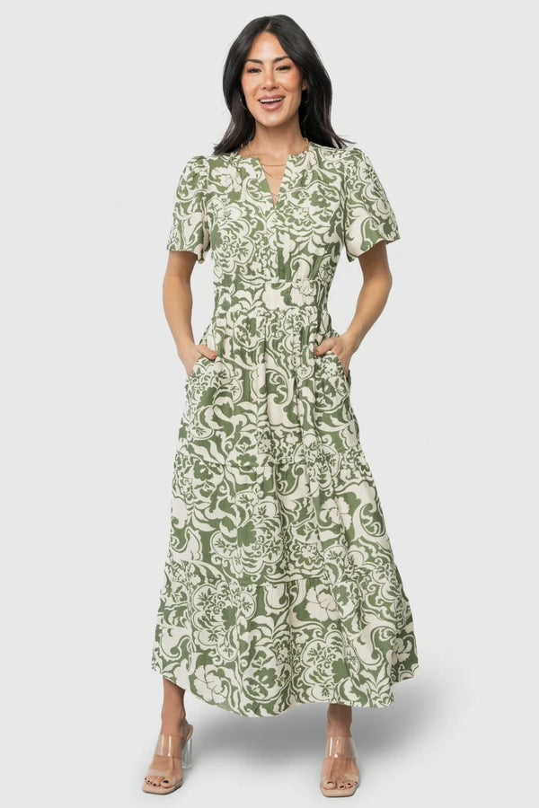 Aventura Midi Dress | Green Print