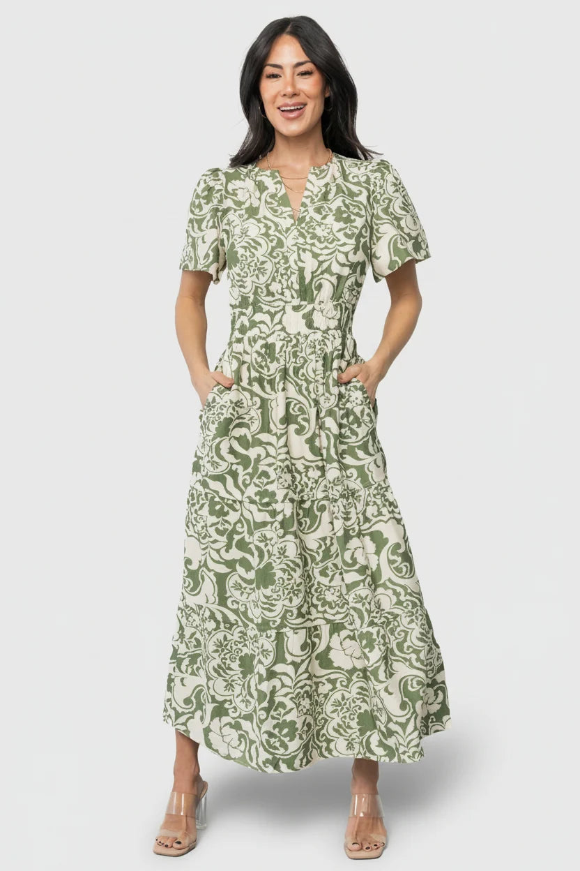 Aventura Midi Dress | Green Print Main image