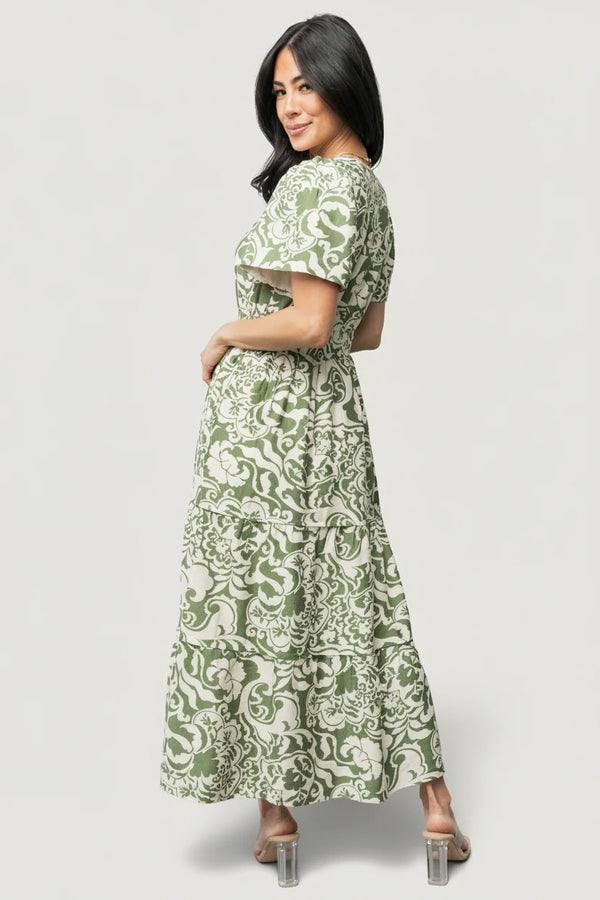 Aventura Midi Dress | Green Print