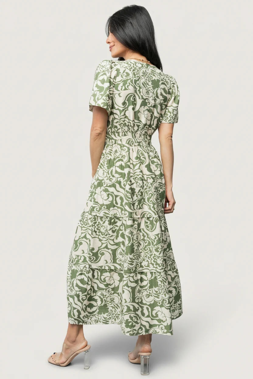 Aventura Midi Dress | Green Print
