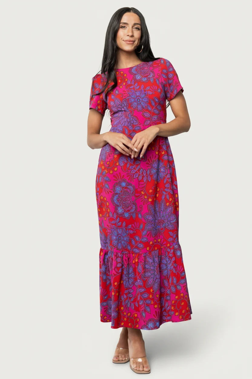 Gwen Maxi Dress | Fuchsia Print Main image