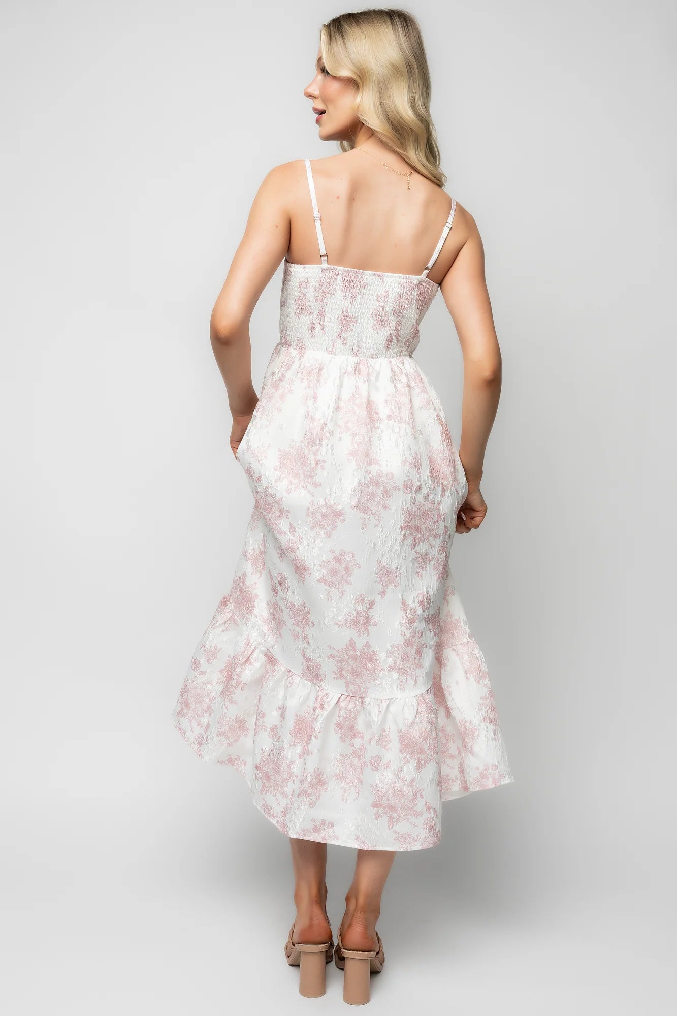 Cherie Jacquard Dress | Off White + Pink Floral Secondary image