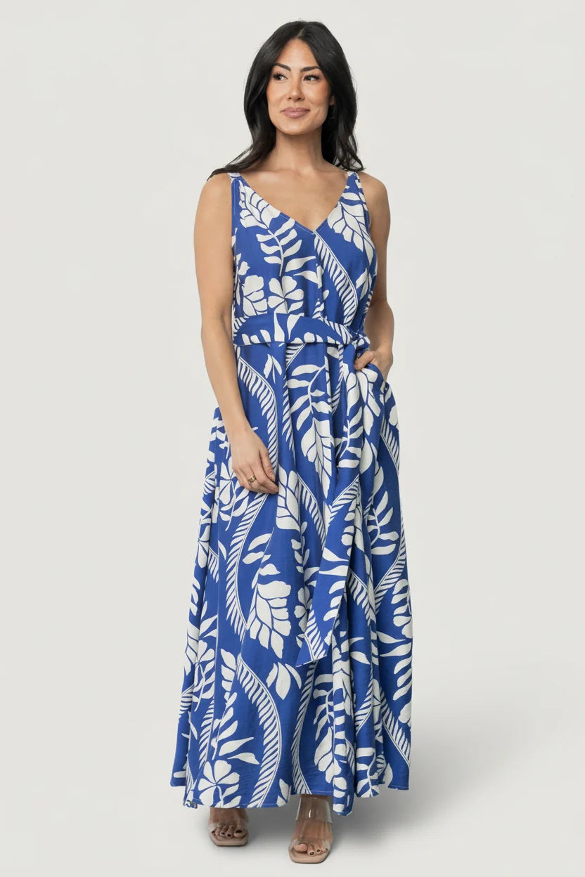 Sofía Maxi Dress | Cobalt + White Main image