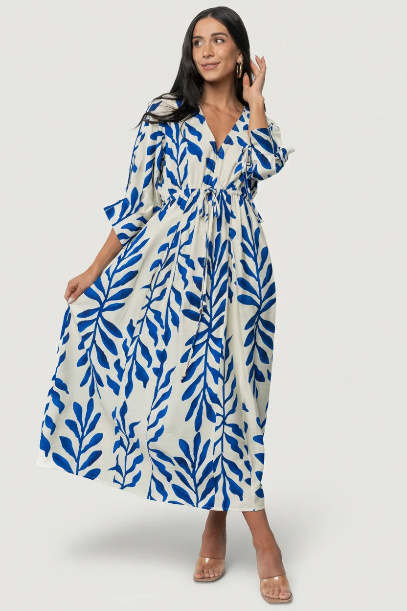 Málaga Midi Dress | Cobalt Print Main image