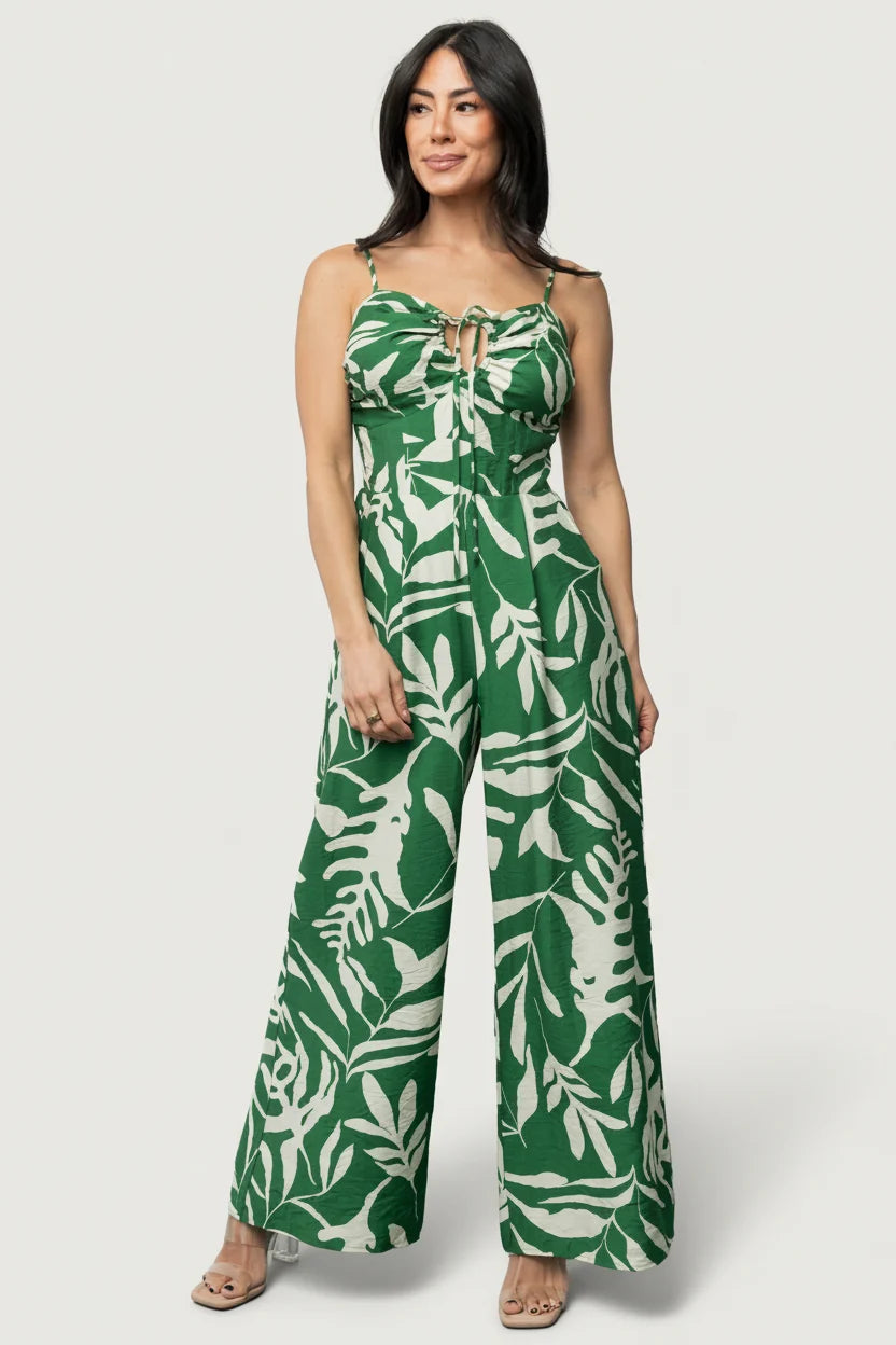 Linda Jumpsuit | Green Print Main image
