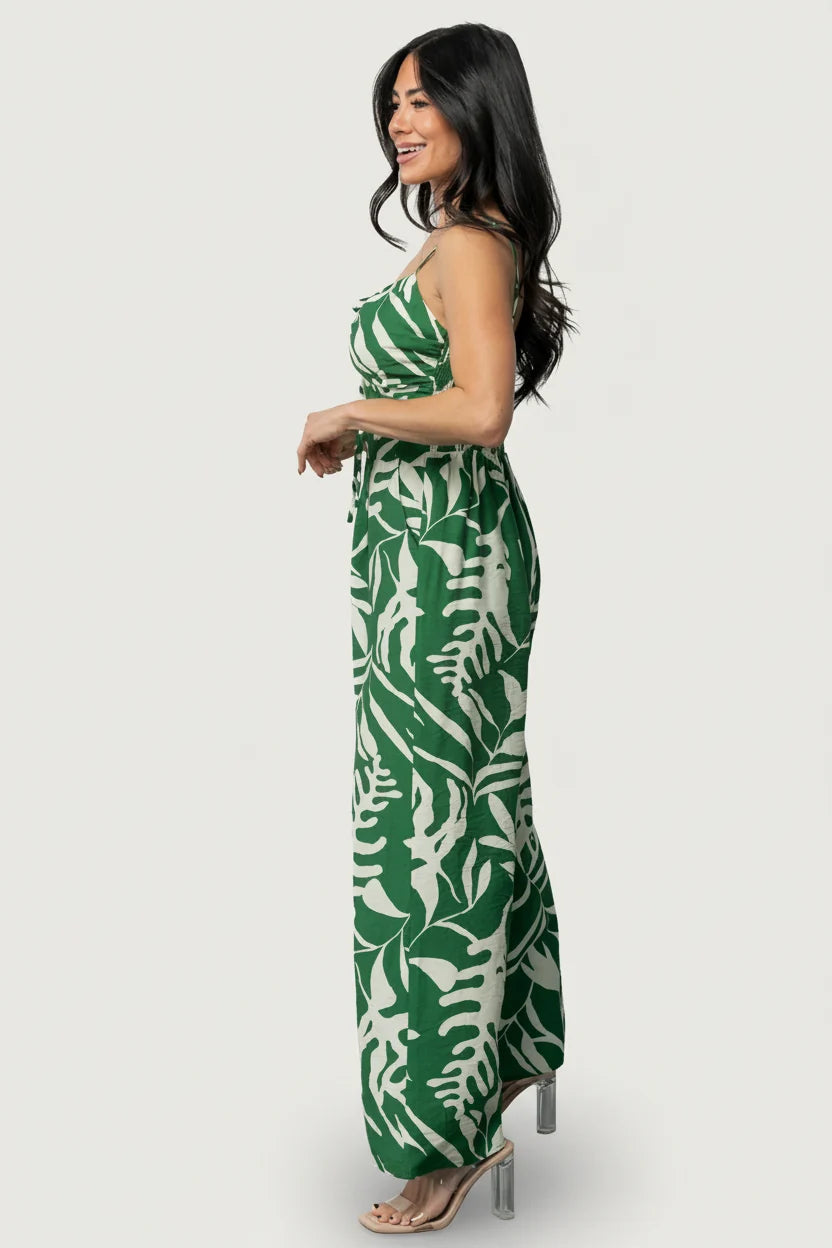 Linda Jumpsuit | Green Print Secondary image
