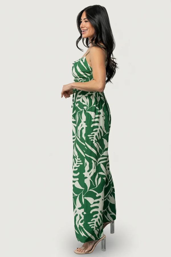 Linda Jumpsuit | Green Print