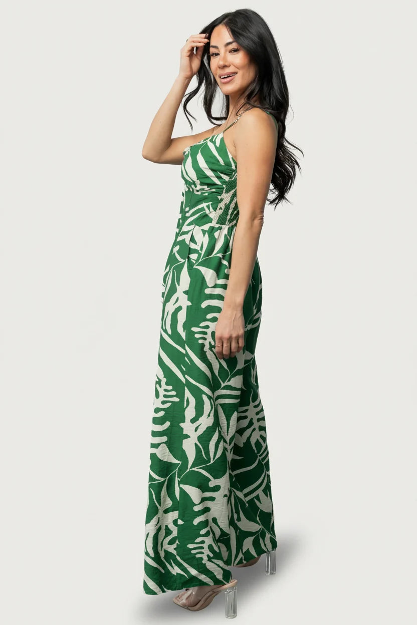 Linda Jumpsuit | Green Print