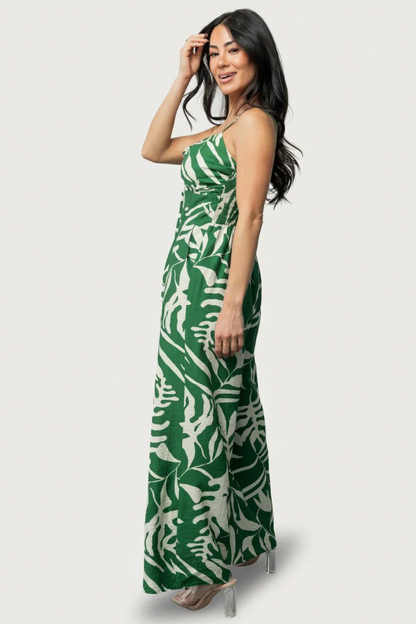 Linda Jumpsuit | Green Print