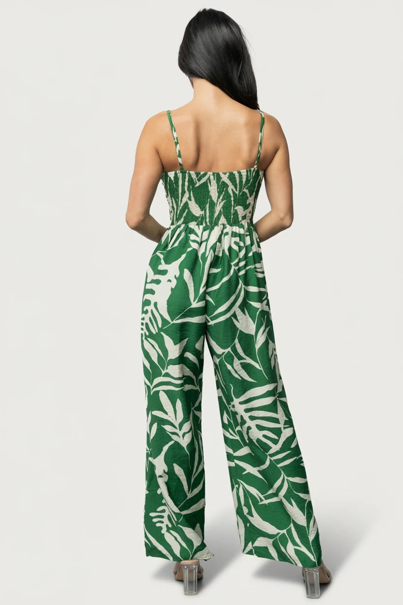 Linda Jumpsuit | Green Print