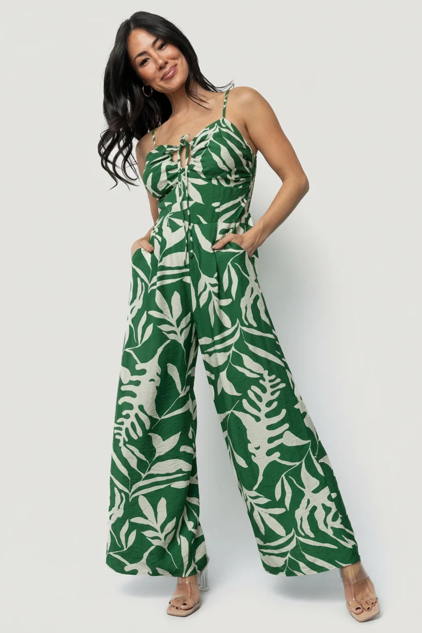 Linda Jumpsuit | Green Print
