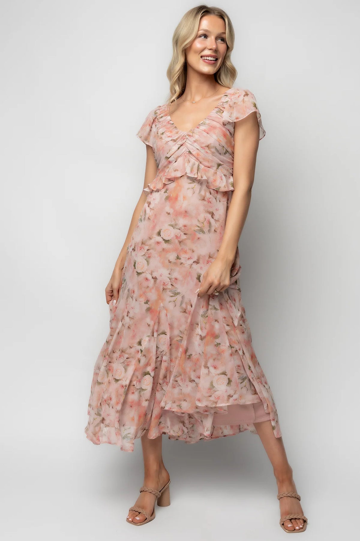 Teuila Midi Dress | Blush Floral Main image