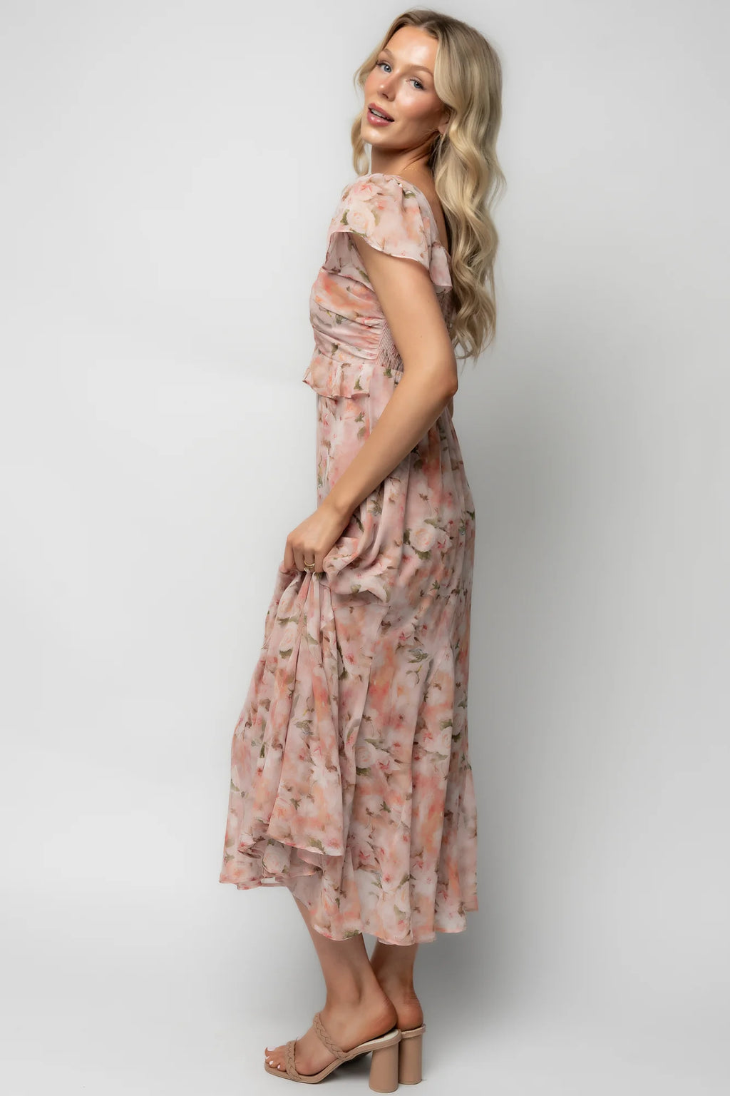 Teuila Midi Dress | Blush Floral