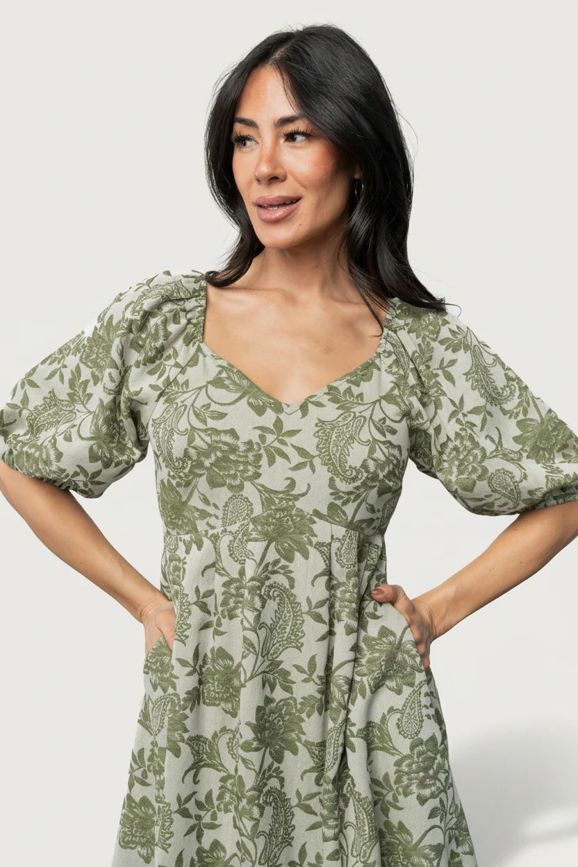 Giuliana Dress | Green Print Secondary image