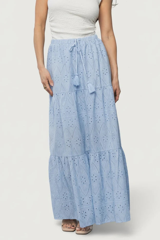 Juana Eyelet Maxi Skirt | Light Blue Main image