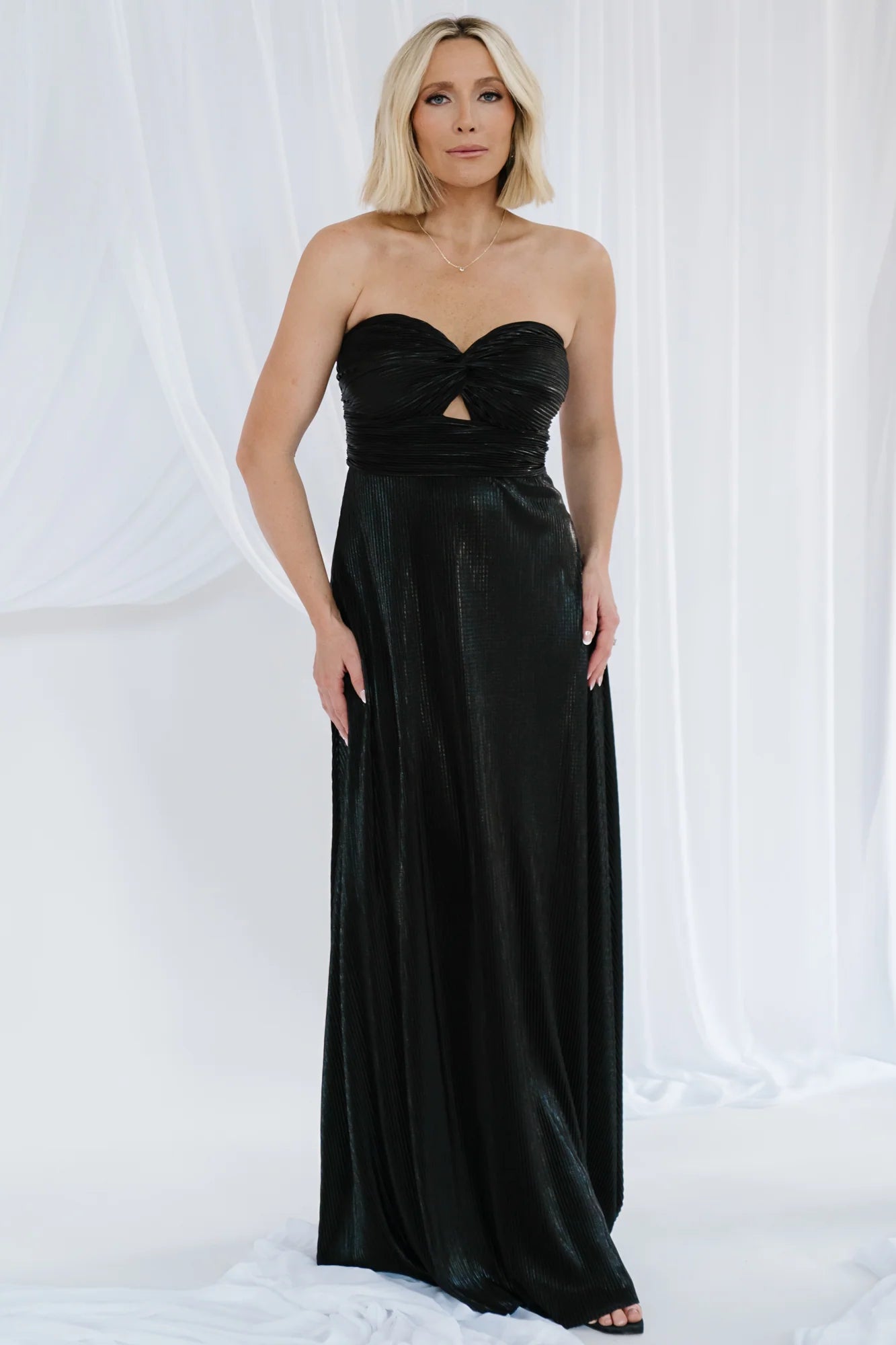 Seraphine Pleated Strapless Gown | Black Secondary image