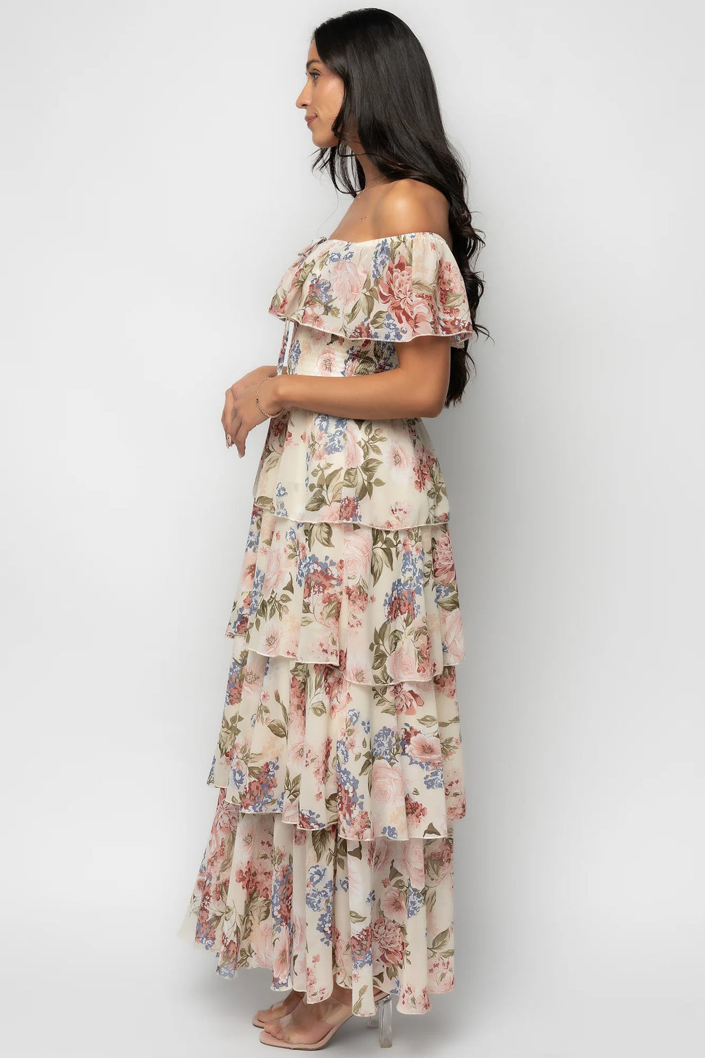 Carina Off Shoulder Maxi Dress | Multi Floral