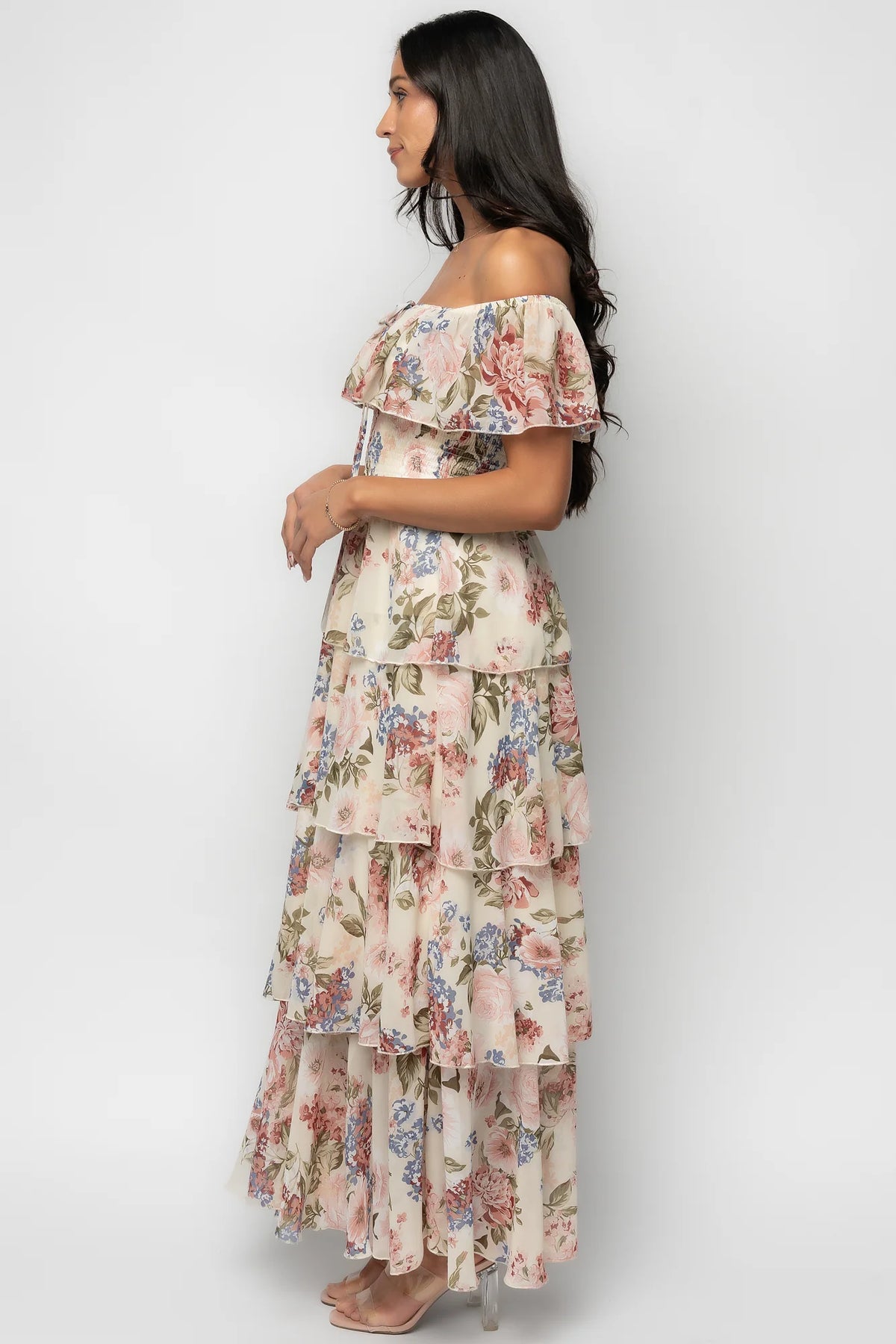 Carina Off Shoulder Maxi Dress | Multi Floral
