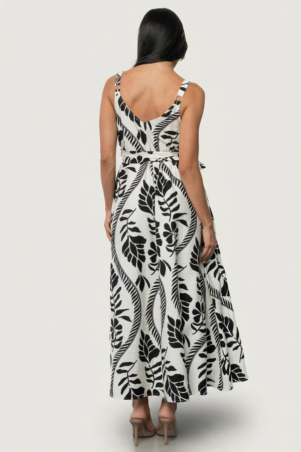 Sofía Maxi Dress | Ivory + Black