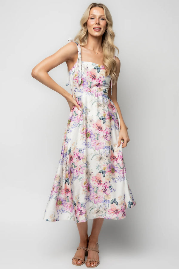 Opaline Midi Dress | Purple + Blue Floral