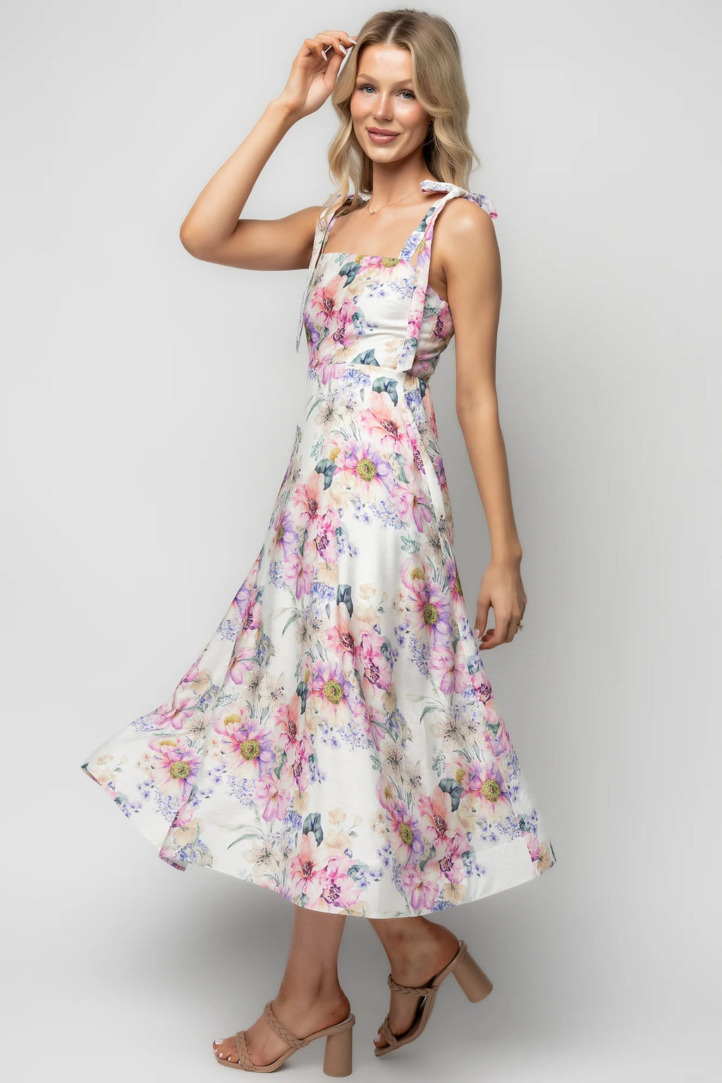 Opaline Midi Dress | Purple + Blue Floral