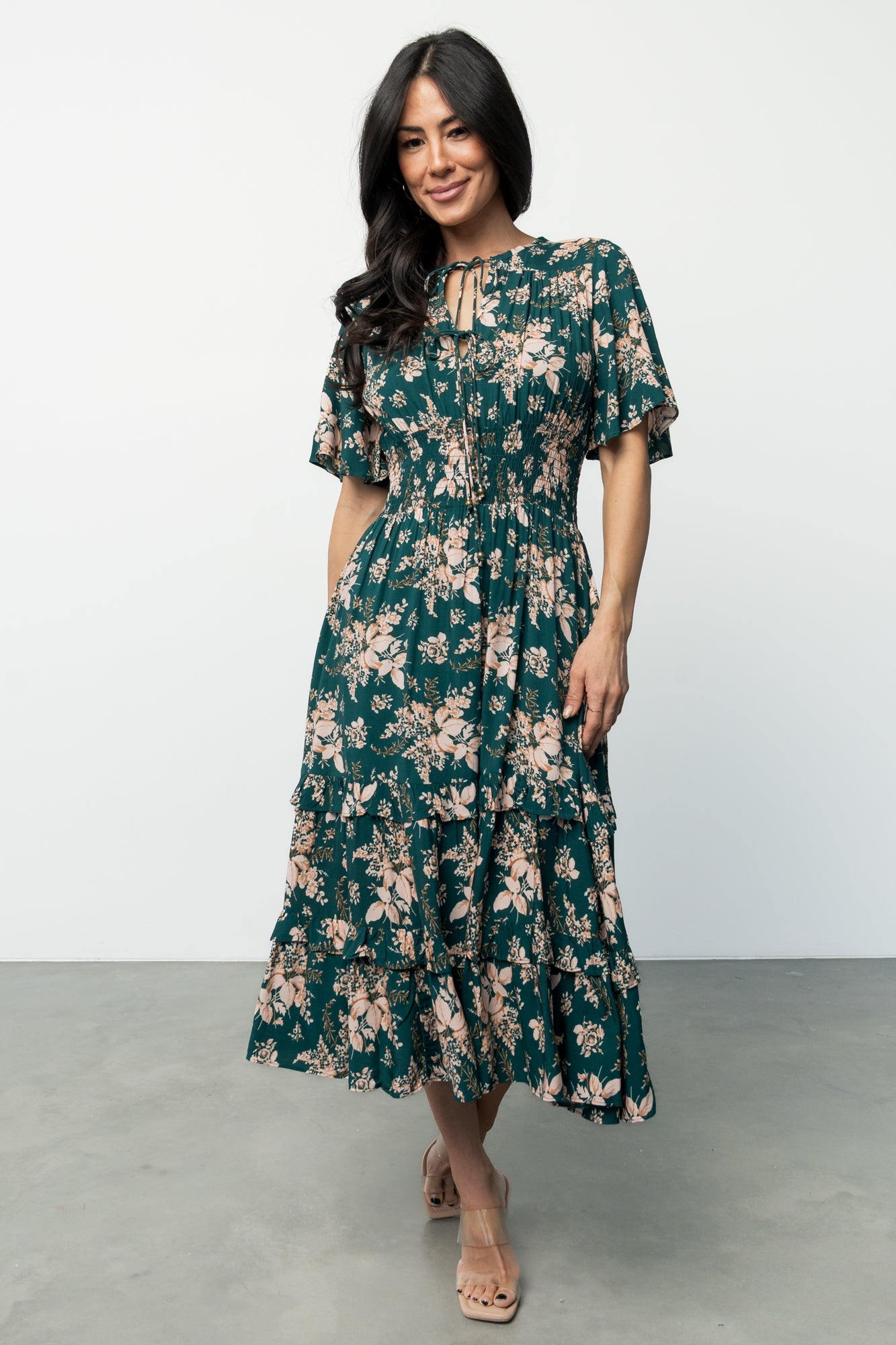 Spell Boho Midi Dress | Topaz + Blush Floral Secondary image