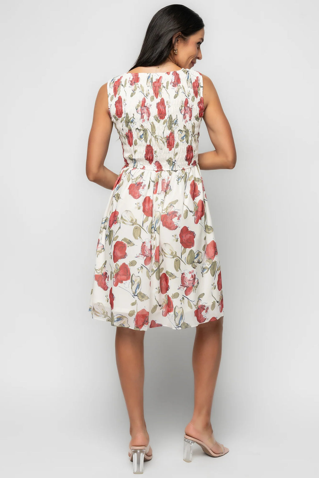 Clémence Smocked Short Dress | Rose Floral