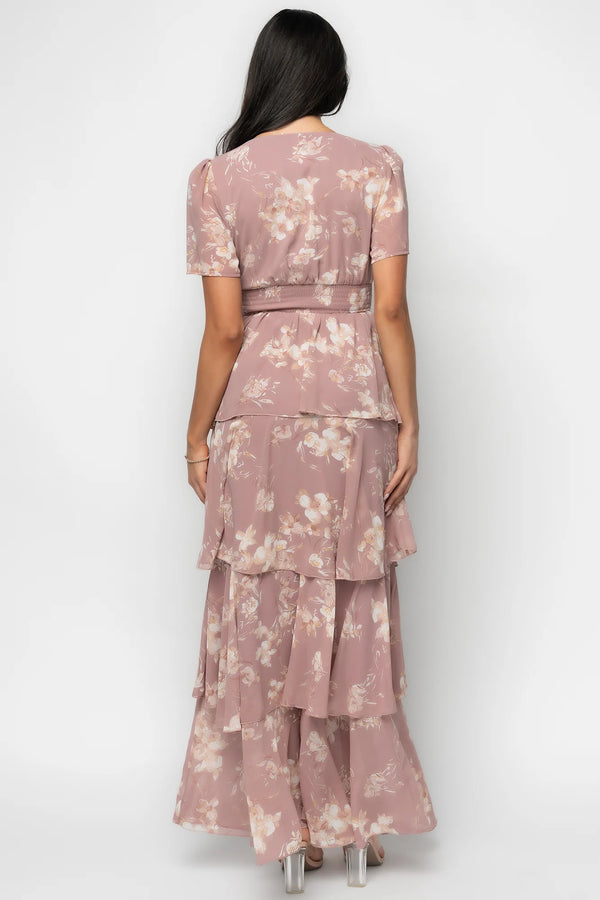 Montaigne Ruffle Maxi Dress | Mauve Floral