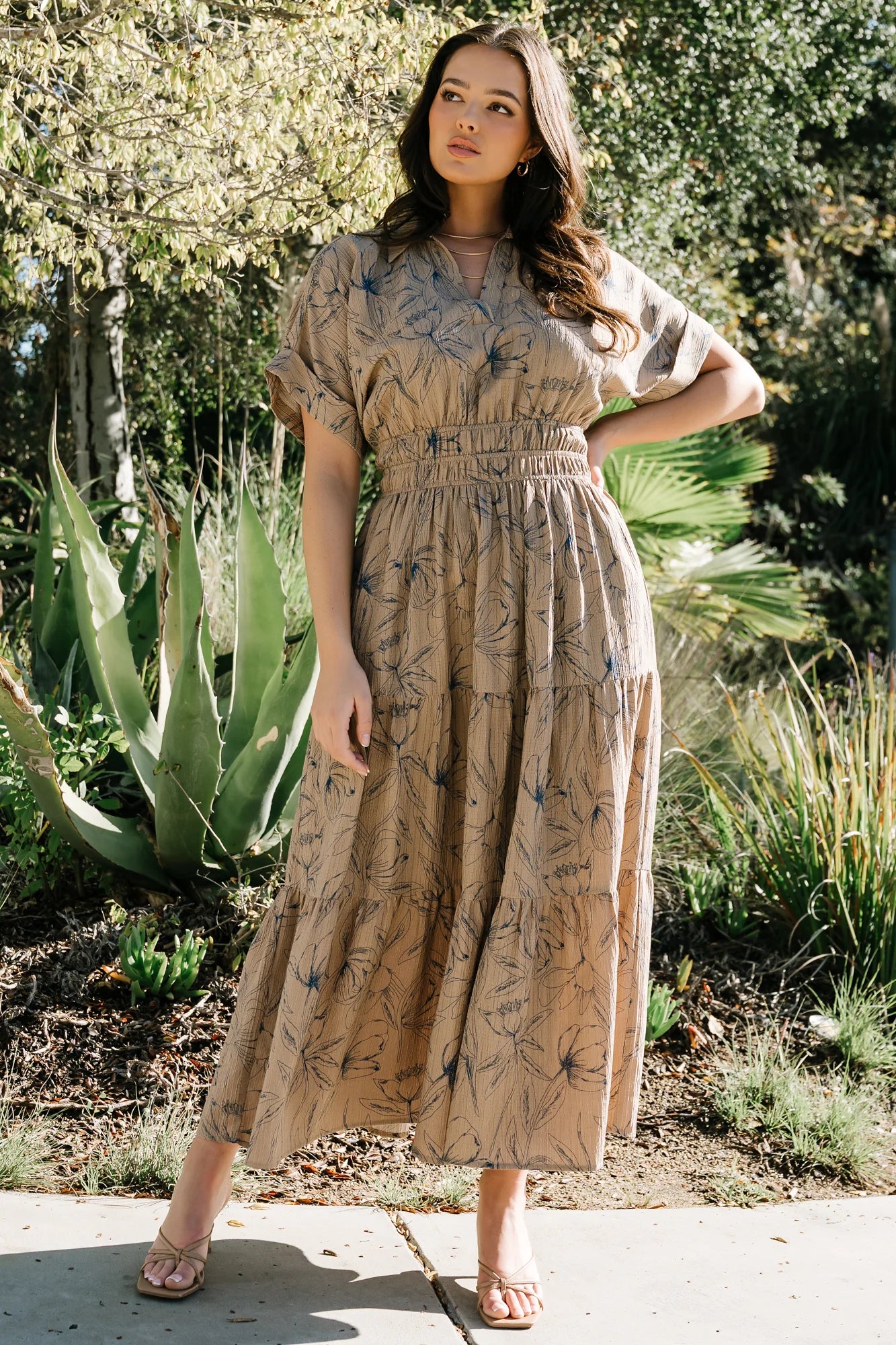 Hedda Tiered Maxi Dress | Natural + Blue Floral Secondary image