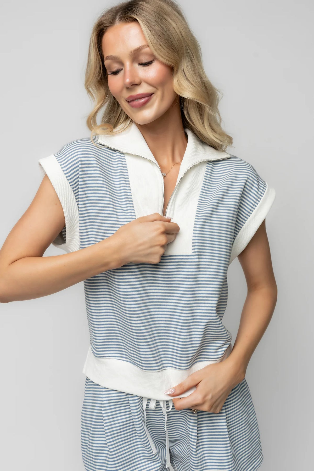 Leah Half Zip Lounge Set | Blue