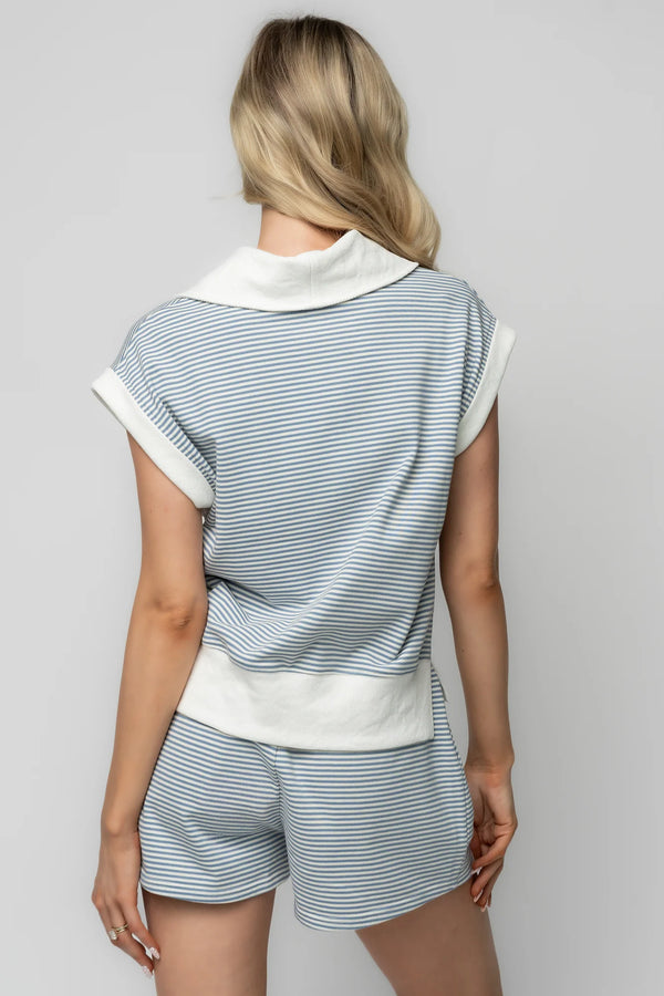 Leah Half Zip Lounge Set | Blue