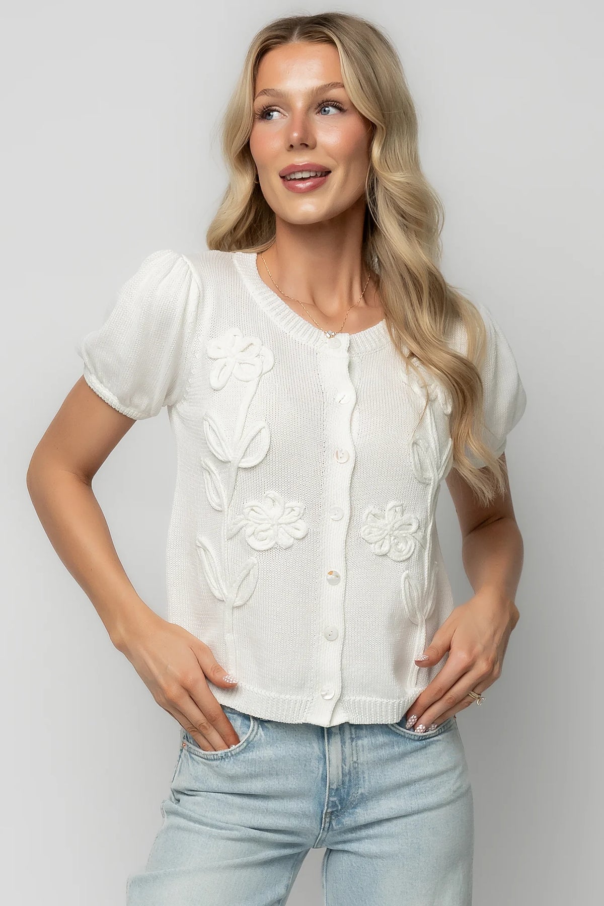 Eulalie Floral Cardigan | Off White Main image