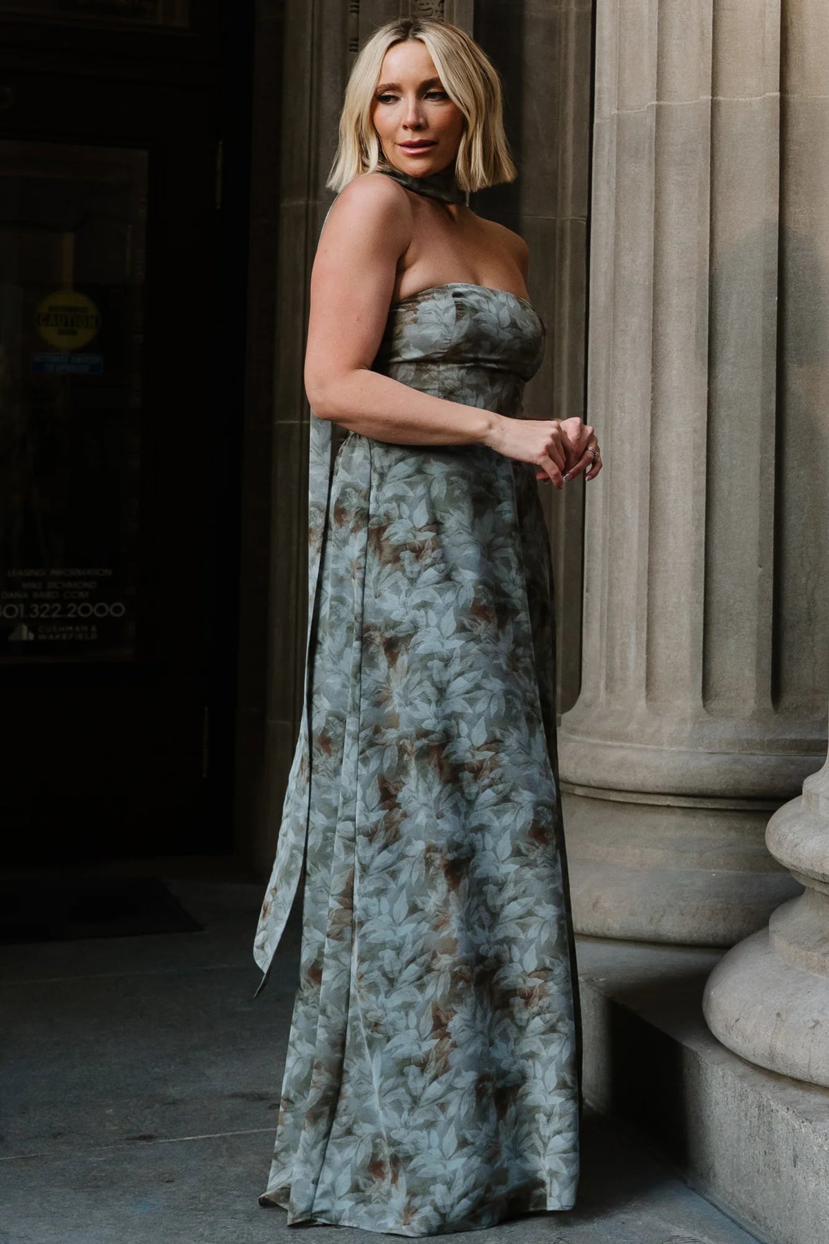 Florian Strapless Maxi Dress | Eucalyptus Floral