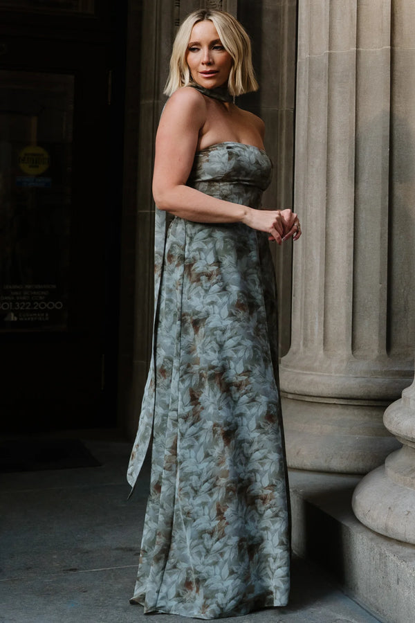 Florian Strapless Maxi Dress | Eucalyptus Floral