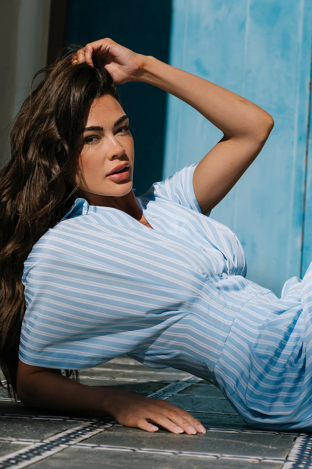 Sariah Jumpsuit | Blue Stripe