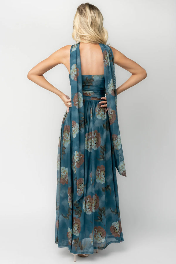 Elias Strapless Maxi Dress | Deep Teal Floral