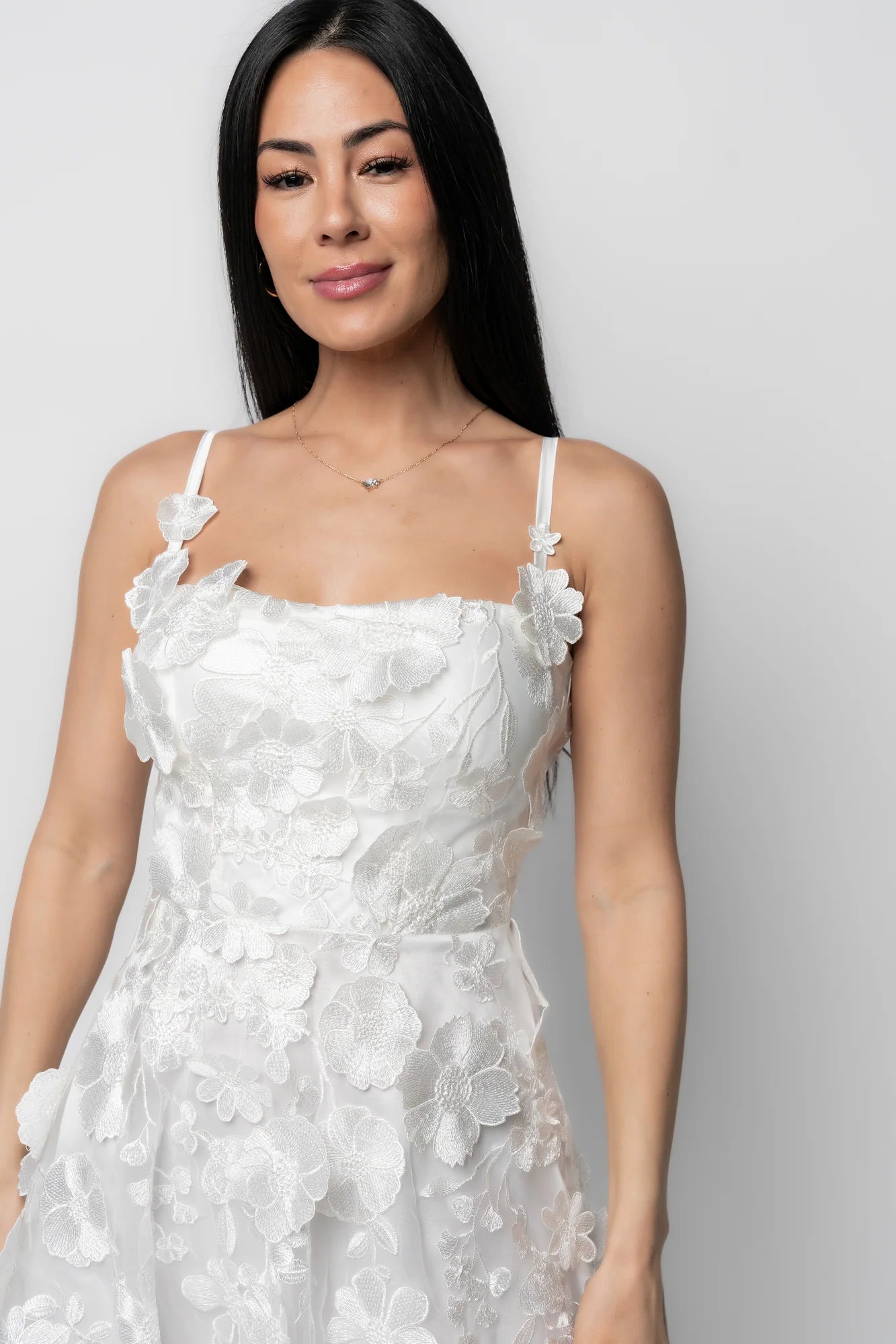 Soleil Floral Applique Midi Dress | Ivory Secondary image