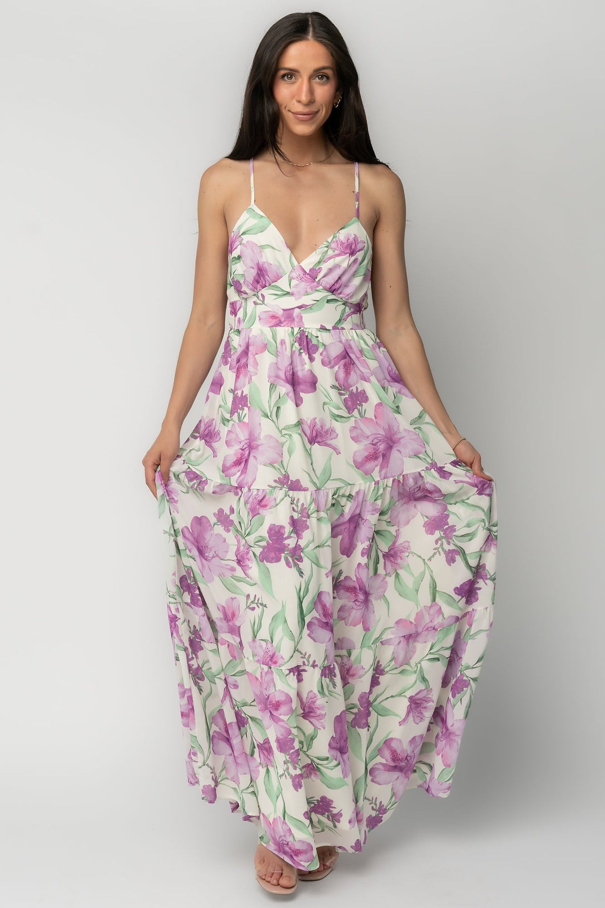 Lina Maxi Dress | Purple + White Floral Main image