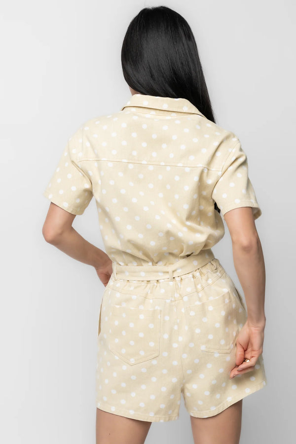 Korra Zip Up Romper | Light Yellow + White