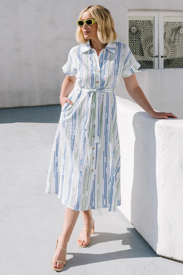 Jimena Midi Dress | Blue + Green Print