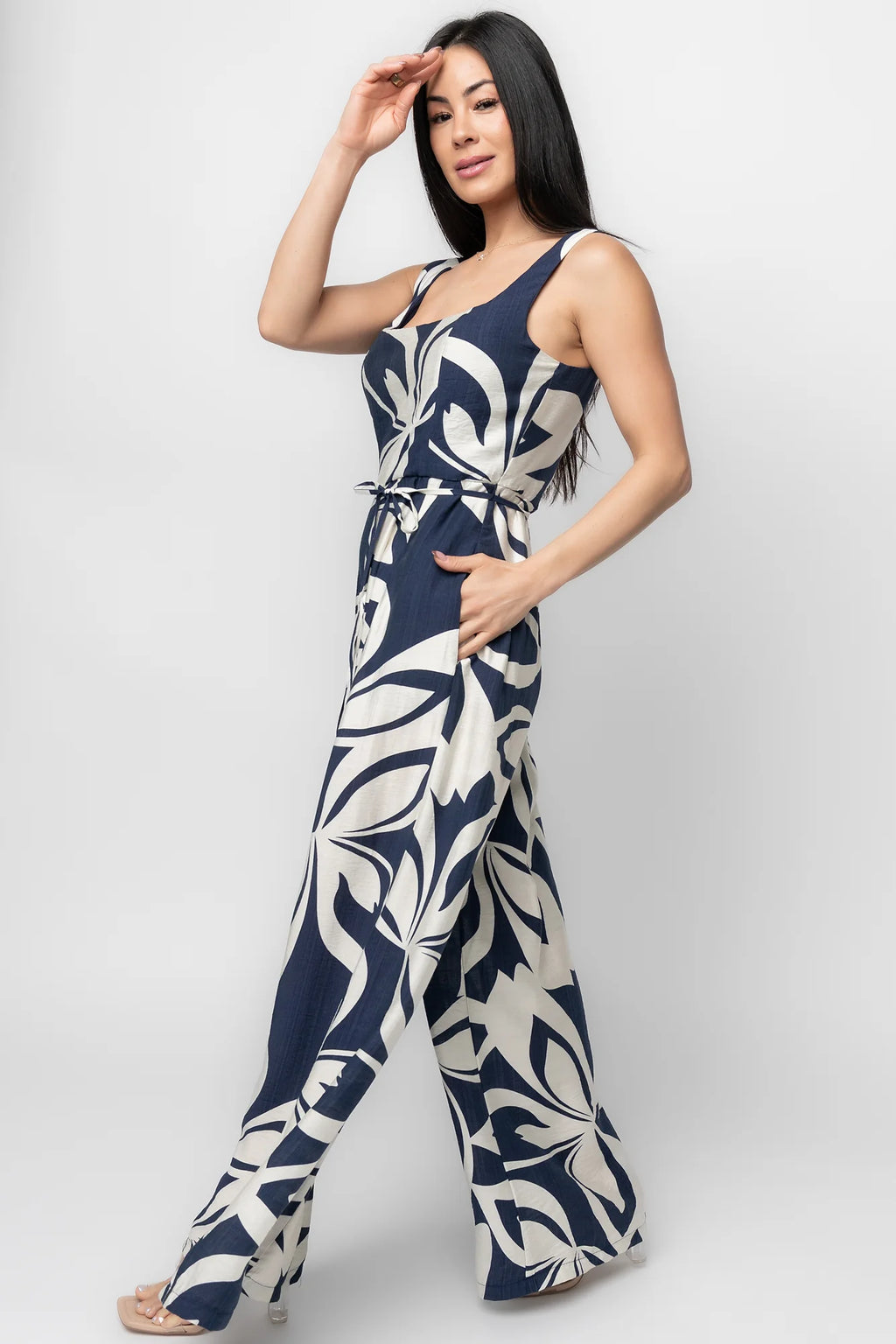 Manuela Wide Leg Jumpsuit | Navy Print