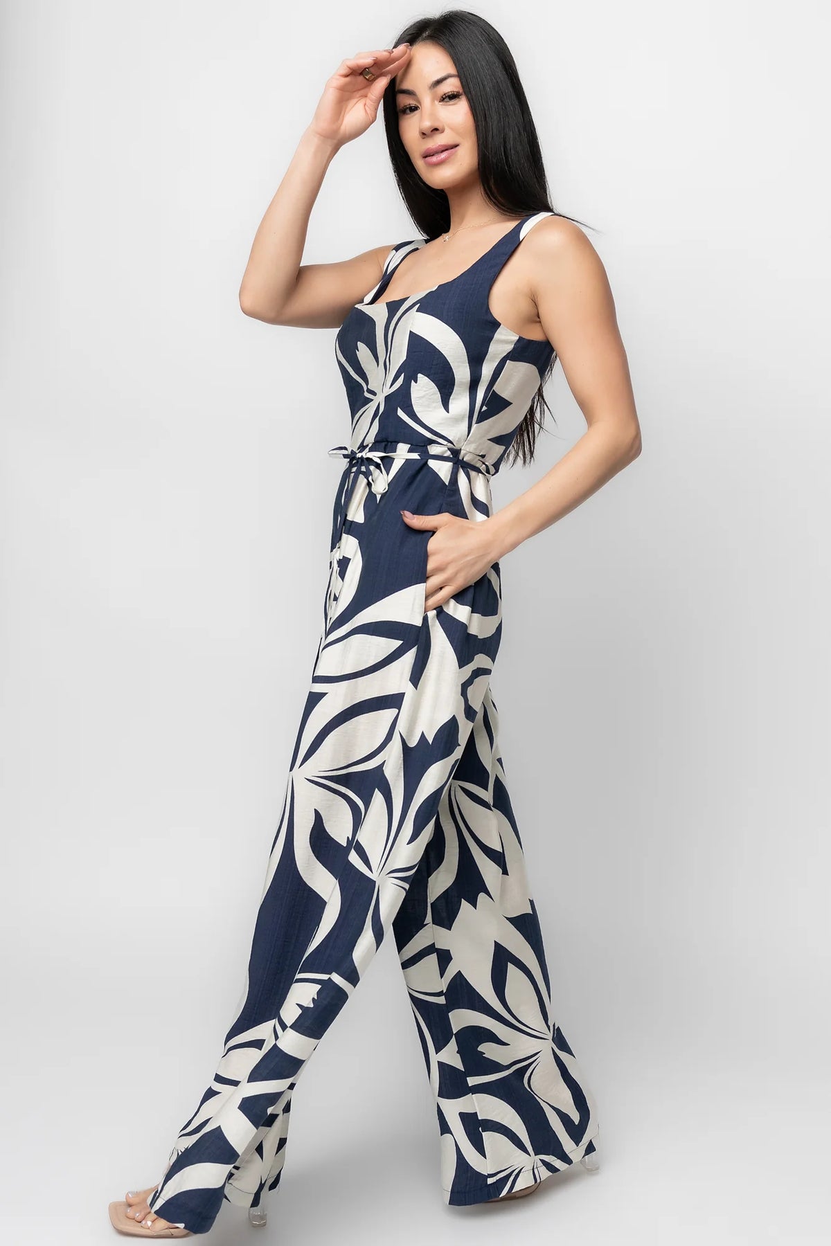 Manuela Wide Leg Jumpsuit | Navy Print