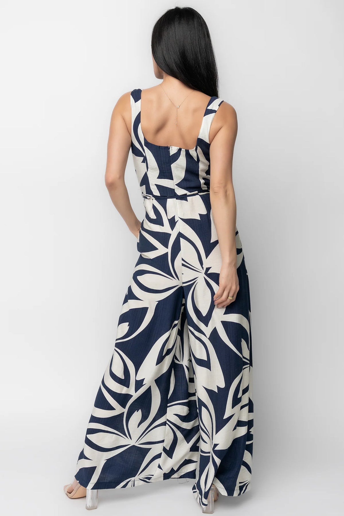 Manuela Wide Leg Jumpsuit | Navy Print