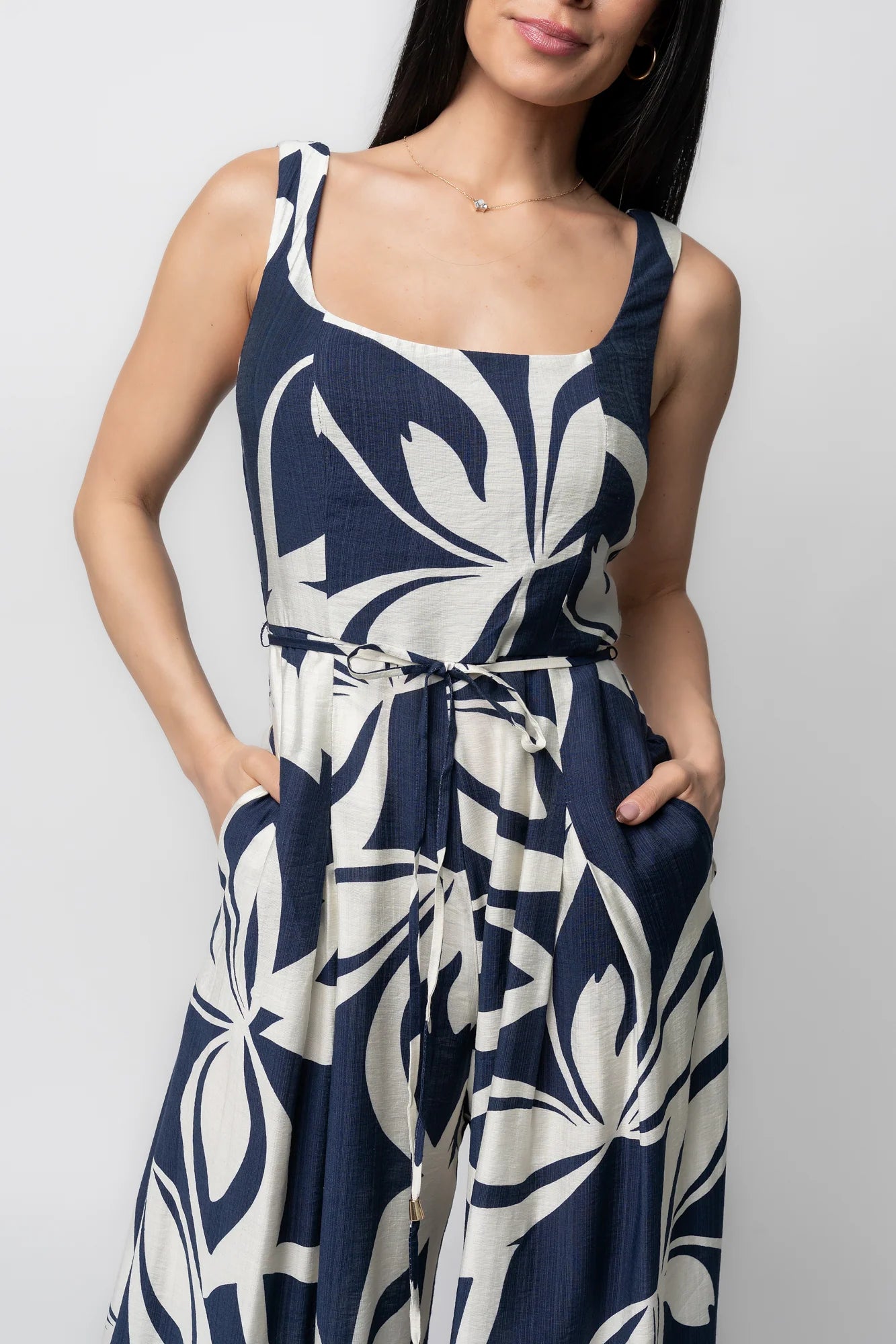 Manuela Wide Leg Jumpsuit | Navy Print Secondary image